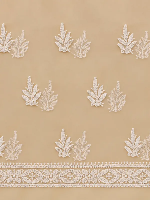 Cream_White_Hand_Crafted_Soft_Chiffon_Unstitched_Chikan_Suit_Set_Panel_Pattern