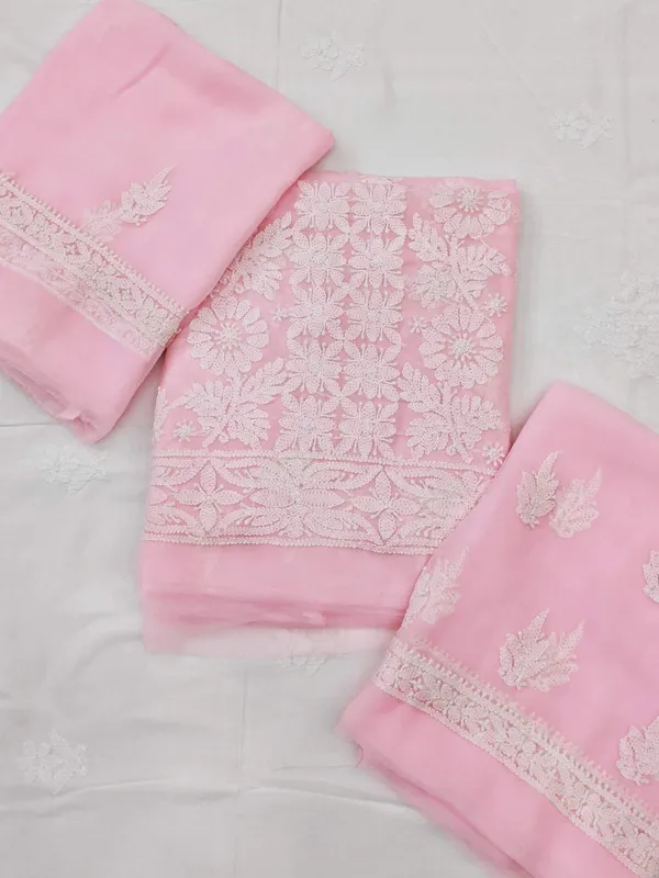 Baby_Pink_Hand_Crafted_Soft_Chiffon_Unstitched_Chikan_Suit_Set_Panel_Pattern