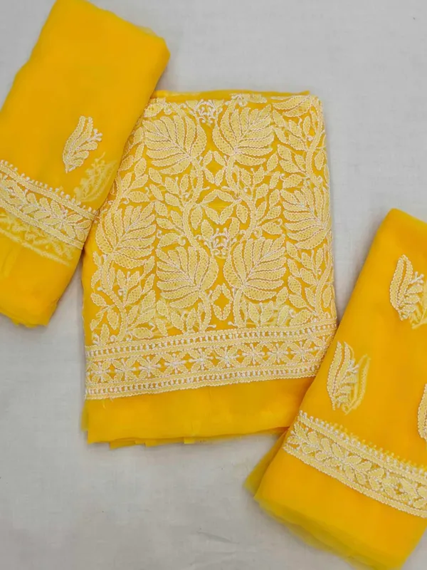 Golden_Yellow_Hand_Embroidered_Soft_Chiffon_Unstitched_Leaf_Chikankari_Suit_Set_With_Dupatta
