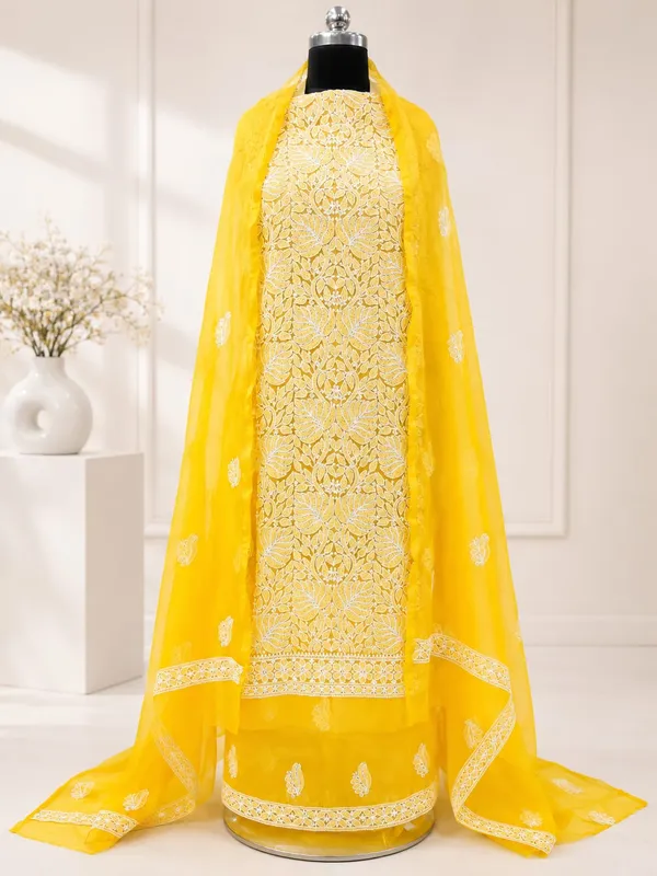 Golden_Yellow_Hand_Embroidered_Soft_Chiffon_Unstitched_Leaf_Chikankari_Suit_Set_With_Dupatta