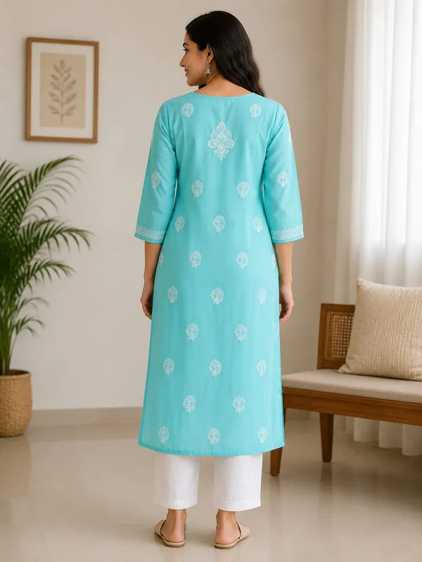 Aqua_Blue_Kurti_Cotton_Full_Jaal_Work