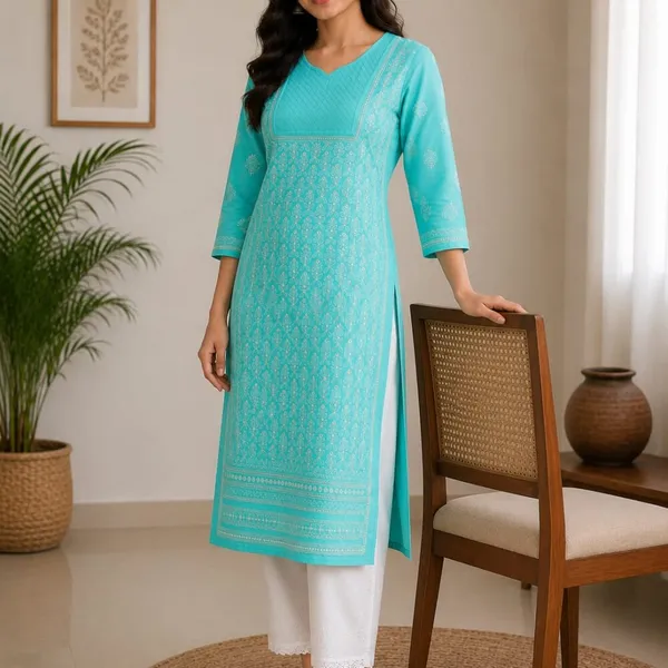 Aqua_Blue_Kurti_Cotton_Full_Jaal_Work