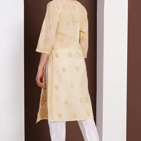 Beige_Hand_Embroidered_Chikan_Cotton_Kurti