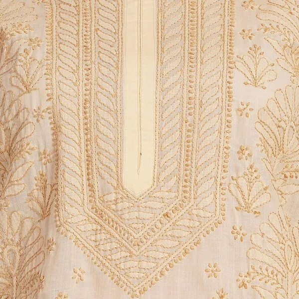 Beige_Hand_Embroidered_Chikan_Cotton_Kurti