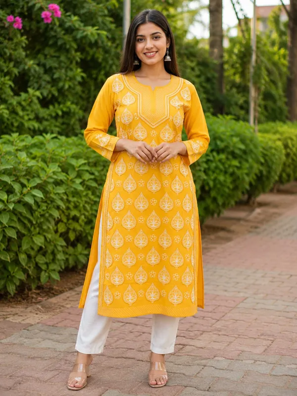 Marigold_Yellow_Voile_Cotton_Kurti