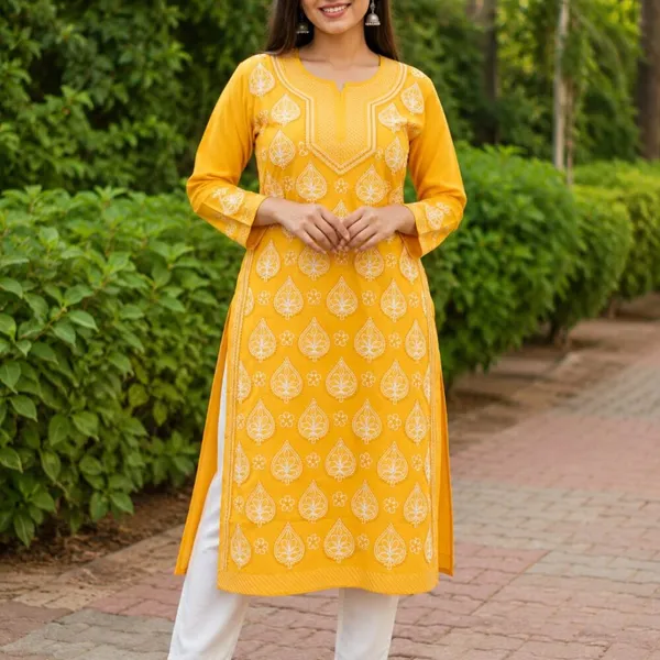 Marigold_Yellow_Voile_Cotton_Kurti