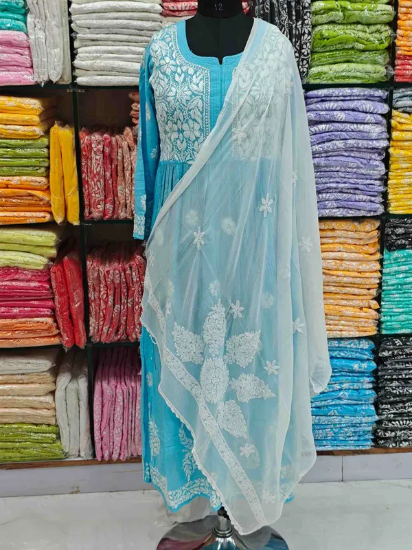 White_Hand_Embroidered_Lucknowi_Chikankari_Pure_Soft_Chiffon_Dupatta