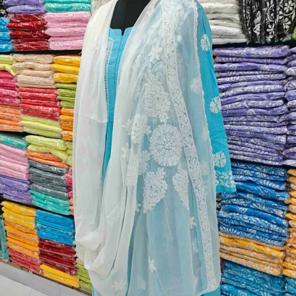 White_Hand_Embroidered_Lucknowi_Chikankari_Pure_Soft_Chiffon_Dupatta