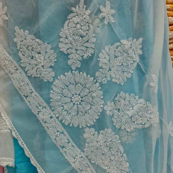 White_Hand_Embroidered_Lucknowi_Chikankari_Pure_Soft_Chiffon_Dupatta