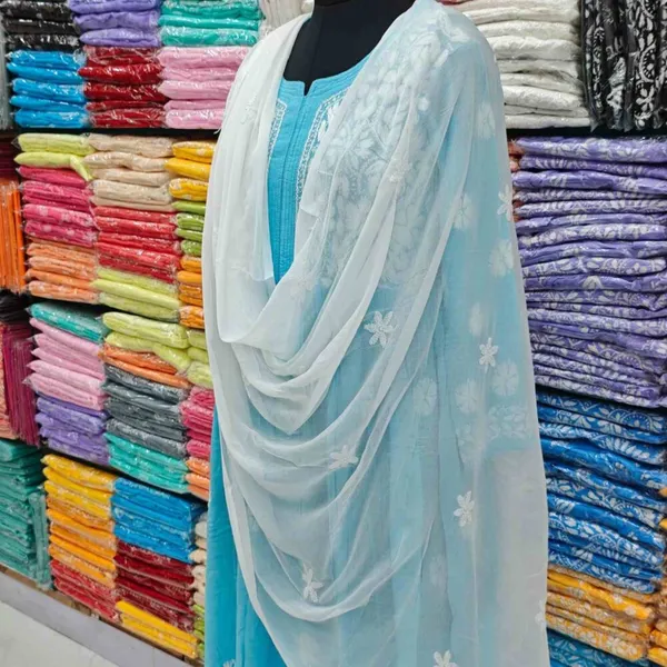 White_Hand_Embroidered_Lucknowi_Chikankari_Pure_Soft_Chiffon_Dupatta