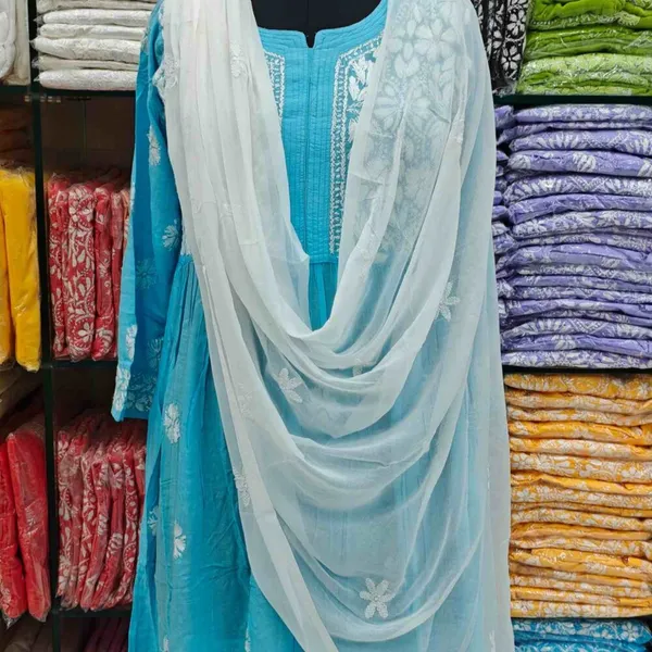 White_Hand_Embroidered_Lucknowi_Chikankari_Pure_Soft_Chiffon_Dupatta