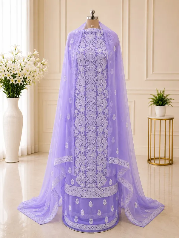 Soft_Lavender_Hand_Embroidered_Soft_Chiffon_Unstitched_Garth_Chikankari_Suit_Set_With_Dupatta