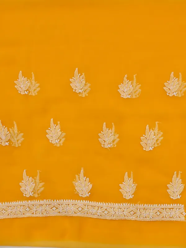 Golden_Yellow_Hand_Crafted_Soft_Chiffon_Unstitched_Chikan_Suit_Set_Panel_Pattern