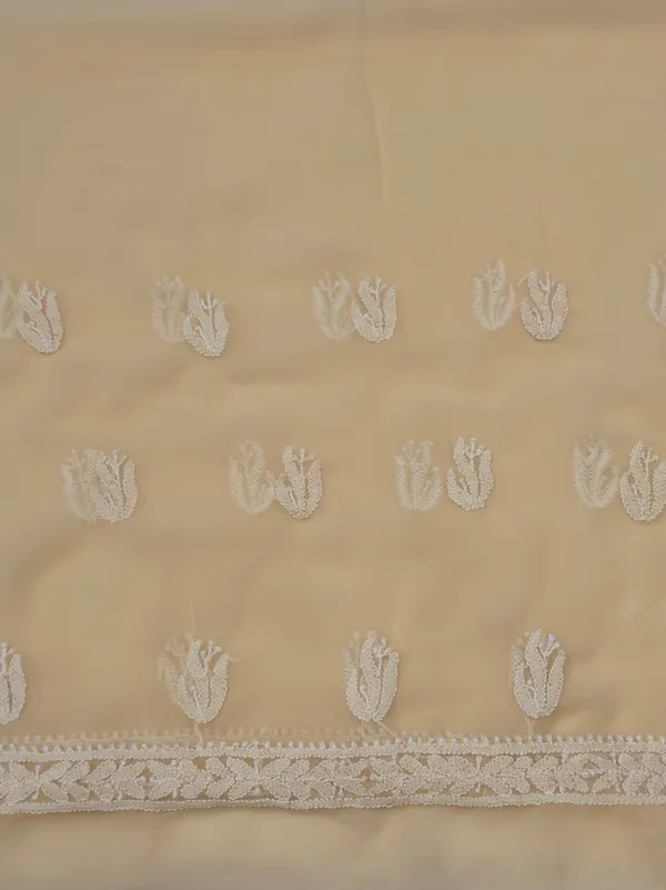Soft_Beige_Hand_Crafted_Soft_Chiffon_Unstitched_Chikan_Suit_Set_In_Panel_Pattern