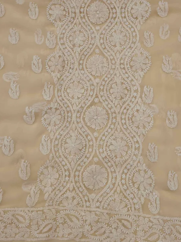Soft_Beige_Hand_Crafted_Soft_Chiffon_Unstitched_Chikan_Suit_Set_In_Panel_Pattern