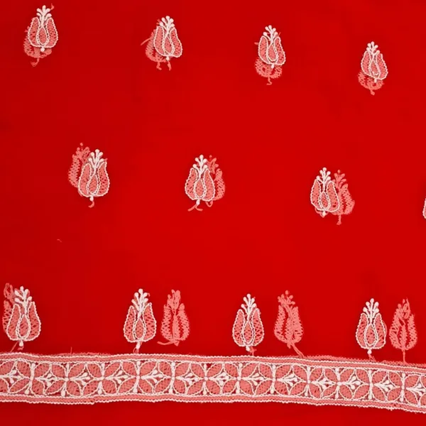 Cherry_Red_Hand_Embroidered_Soft_Chiffon_Unstitched_Garth_Chikankari_Suit_Set_With_Dupatta