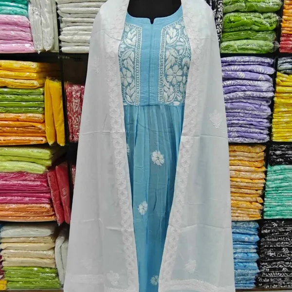 White_Hand_Embroidered_Lucknowi_Chikankari_Pure_Soft_Cotton_Dupatta