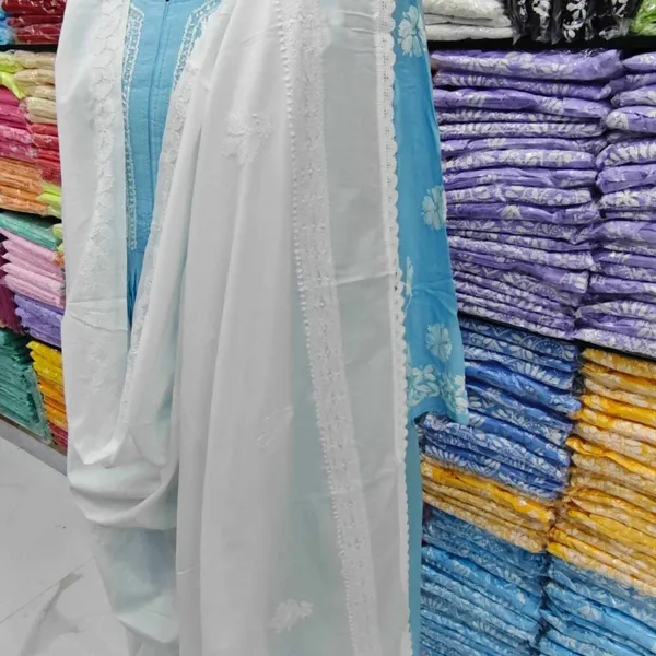 White_Hand_Embroidered_Lucknowi_Chikankari_Pure_Soft_Cotton_Dupatta