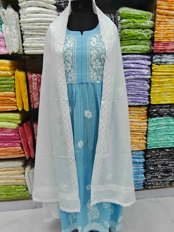 White_Hand_Embroidered_Lucknowi_Chikankari_Pure_Soft_Cotton_Dupatta
