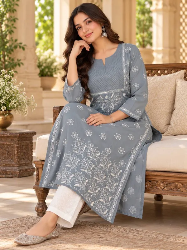Slate_Grey_Voile_Cotton_Kurti