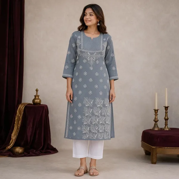 Slate_Grey_Voile_Cotton_Kurti