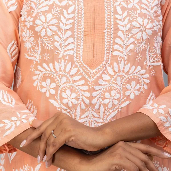 Peach_Muslin_Kurti_Set