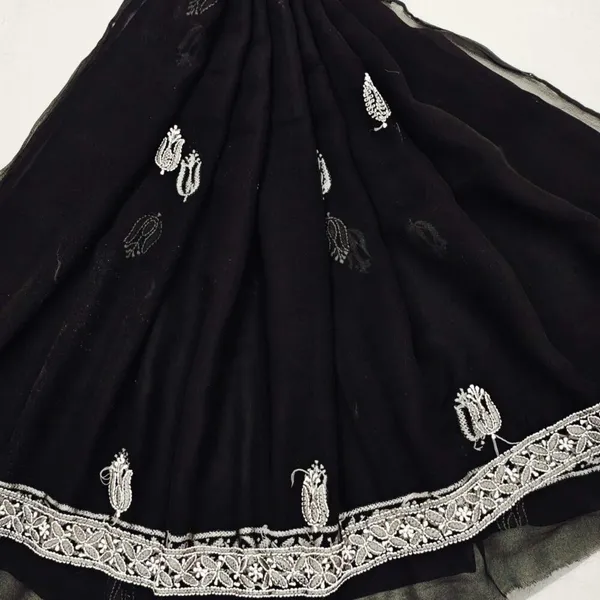 Black_Hand_Embroidered_Soft_Chiffon_Garth_Chikankari_Suit_Set_With_Dupatta
