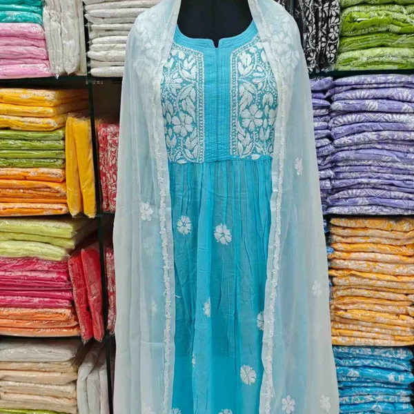 White_Hand_Embroidered_Lucknowi_Chikankari_Pure_Soft_Chiffon_Dupatta
