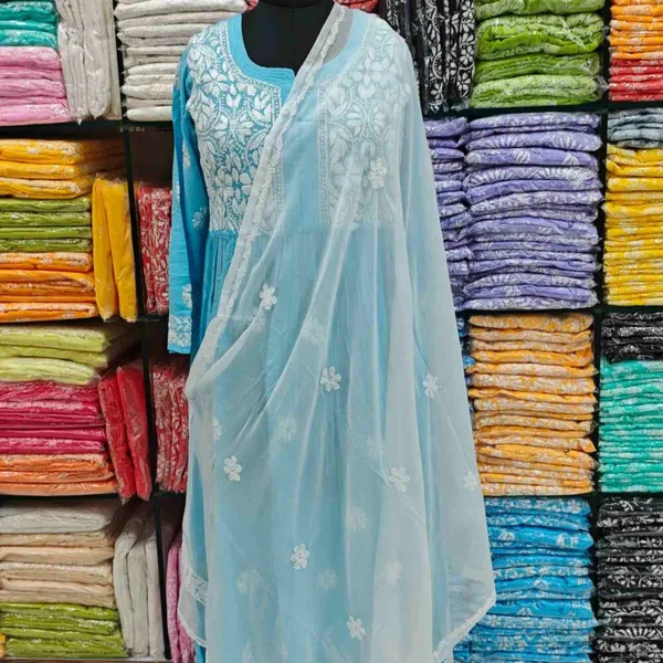 White_Hand_Embroidered_Lucknowi_Chikankari_Pure_Soft_Chiffon_Dupatta