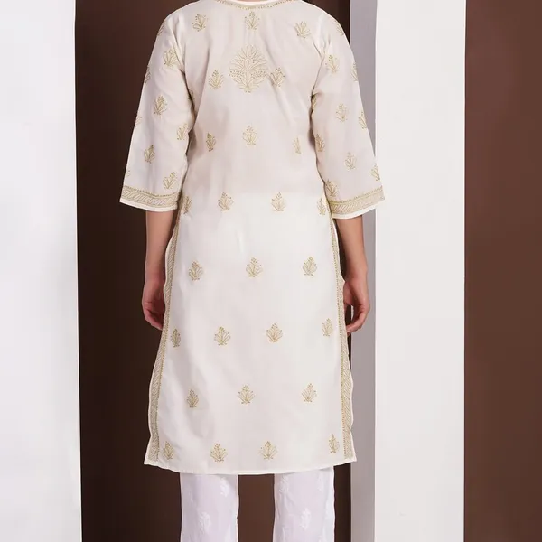 Cream_Hand_Embroidered_Chikan_Cotton_Kurti