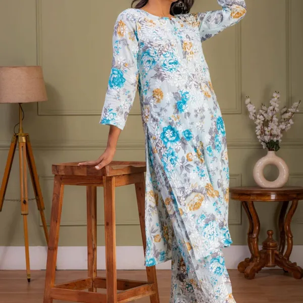 Sky_Blue_Floral_Mul_Cotton_Kurti_Set