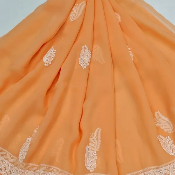 Pastel_Peach_Hand_Embroidered_Soft_Chiffon_Unstitched_Leaf_Chikankari_Suit_Set_With_Dupatta