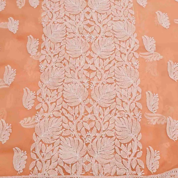 Pastel_Peach_Hand_Embroidered_Soft_Chiffon_Unstitched_Leaf_Chikankari_Suit_Set_With_Dupatta