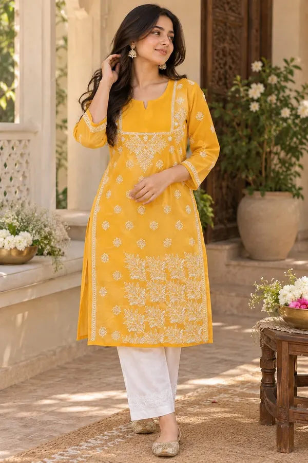 Mustard_Yellow_Voile_Cotton_Kurti