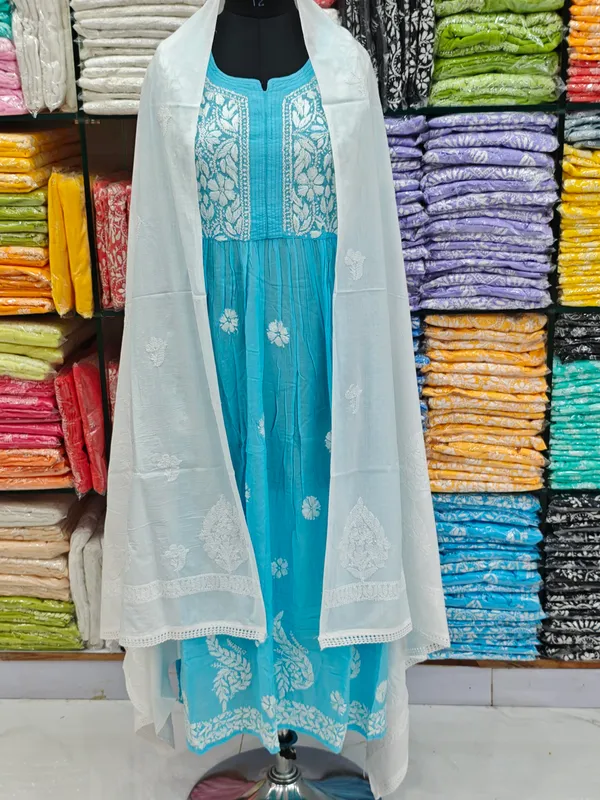 White_Hand_Embroidered_Lucknowi_Chikankari_Pure_Soft_Cotton_Dupatta