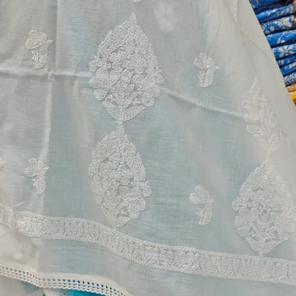 White_Hand_Embroidered_Lucknowi_Chikankari_Pure_Soft_Cotton_Dupatta
