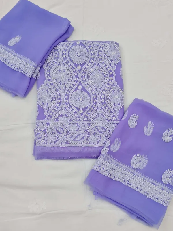 Lavender_Purple_Hand_Crafted_Soft_Chiffon_Unstitched_Chikan_Suit_Set_In_Panel_Pattern