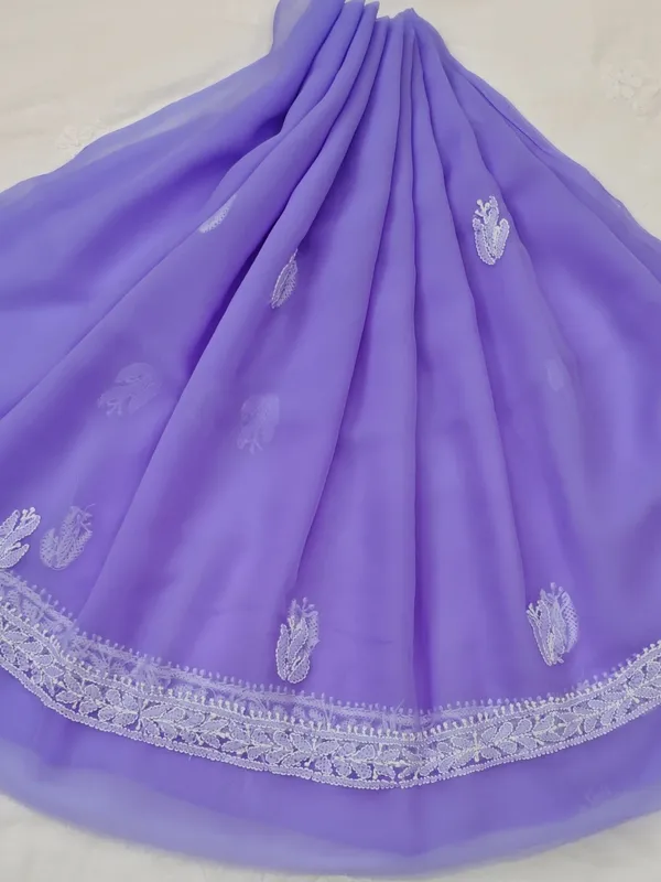 Lavender_Purple_Hand_Crafted_Soft_Chiffon_Unstitched_Chikan_Suit_Set_In_Panel_Pattern
