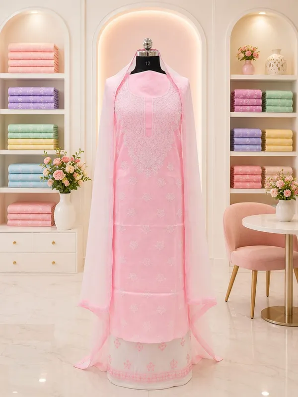 Soft_Pink_Cotton_Suit_Piece_With_Contrast_Bottom_Chiffon_Dupatta