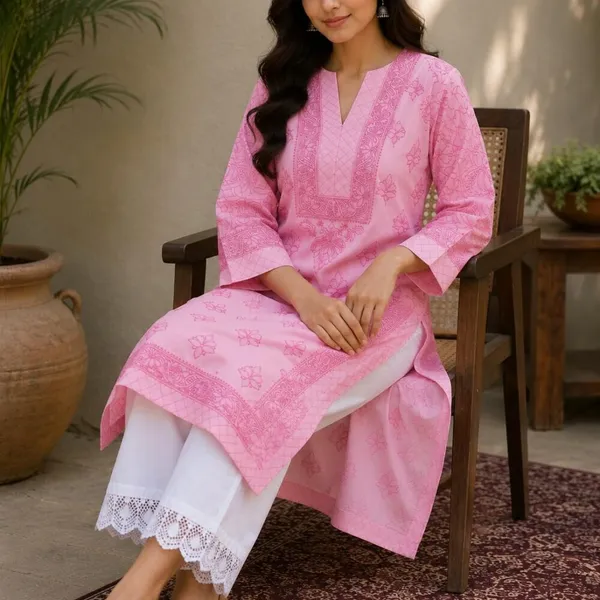 Soft_Pink_Handcrafted_Lucknowi_Chikan_Cotton_Kurti_With_Full_Jaal_Sleeves