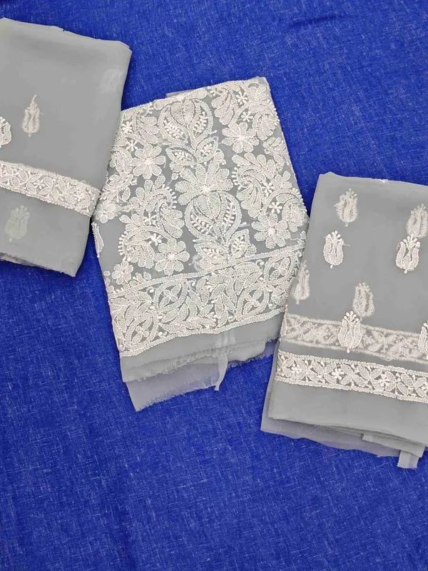 Grey_Hand_Embroidered_Soft_Chiffon_Unstitched_Garth_Chikankari_Suit_Set_With_Dupatta