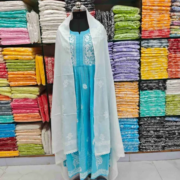 White_Hand_Embroidered_Lucknowi_Chikankari_Pure_Soft_Cotton_Dupatta