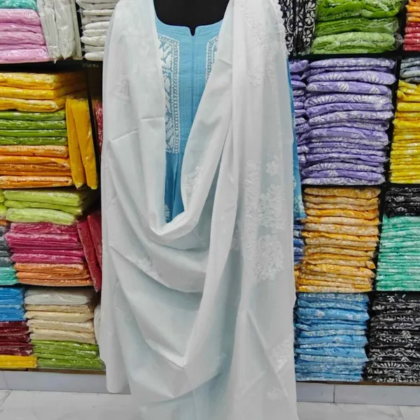White_Hand_Embroidered_Lucknowi_Chikankari_Pure_Soft_Cotton_Dupatta