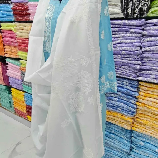 White_Hand_Embroidered_Lucknowi_Chikankari_Pure_Soft_Cotton_Dupatta