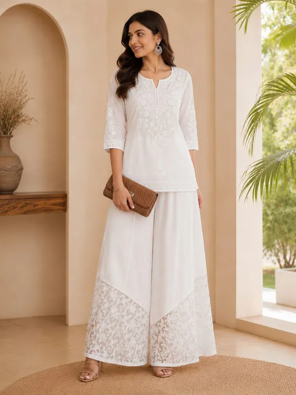 White_Hand_Embroidered_Pure_Cotton_Kalidar_Net_Work_Palazzo