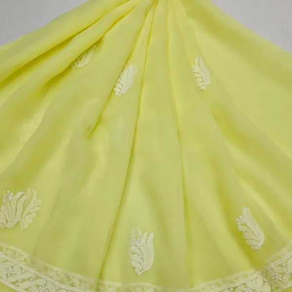 Lemon_Green_Hand_Embroidered_Soft_Chiffon_Unstitched_Leaf_Chikankari_Suit_Set_With_Dupatta