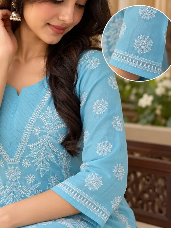 Sky_Blue_Voile_Cotton_Kurti
