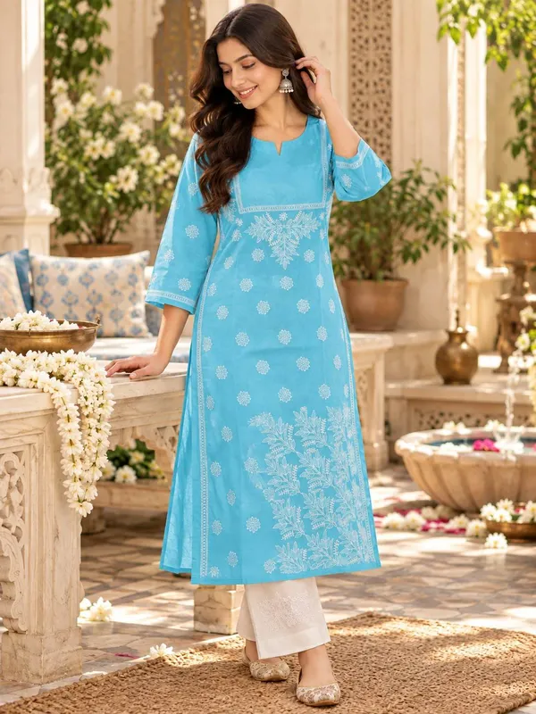 Sky_Blue_Voile_Cotton_Kurti