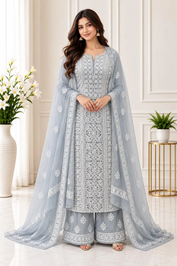 Ice_Blue_Suit_Piece_Chiffon_Jaal_With_Dupatta