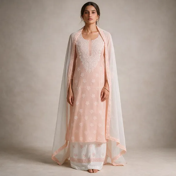 Soft_Peach_Cotton_Suit_Piece_With_Contrast_Bottom_Chiffon_Dupatta